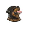 Rottweiler huvud med text