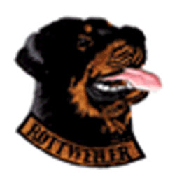 Rottweiler huvud med text