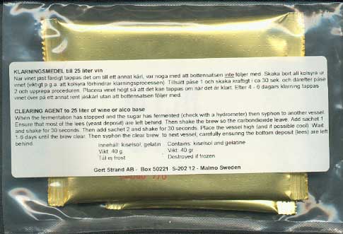 Klarningsmedel till 20-25 liter Vin - 13/27/Pack