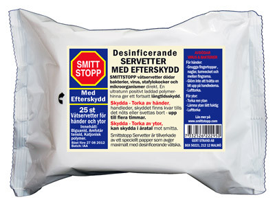 Smittstopp desinfektionsservetter 25 pack bild