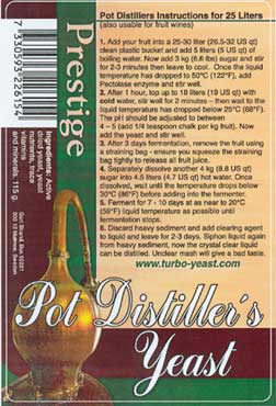 Pot Distillers Turbo Yeast 18%